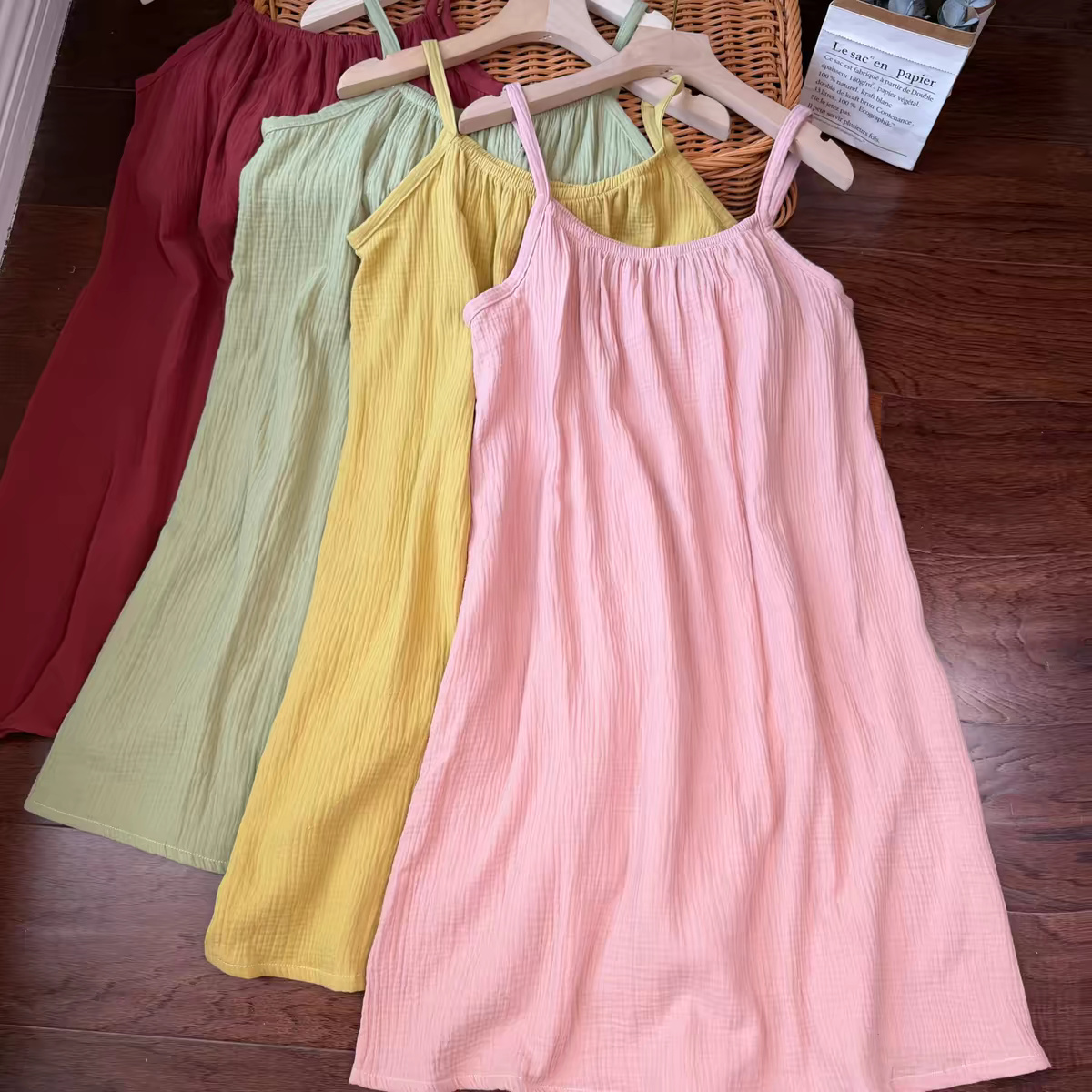 Midi Dress - Women's 100% Cotton Gauze Sundress Adjustable