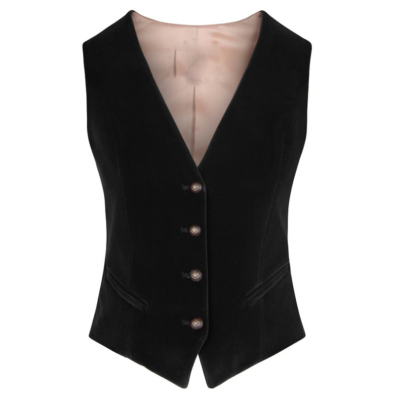 Womens Blazer - Women's Velvet Vest V-neck 4 Button