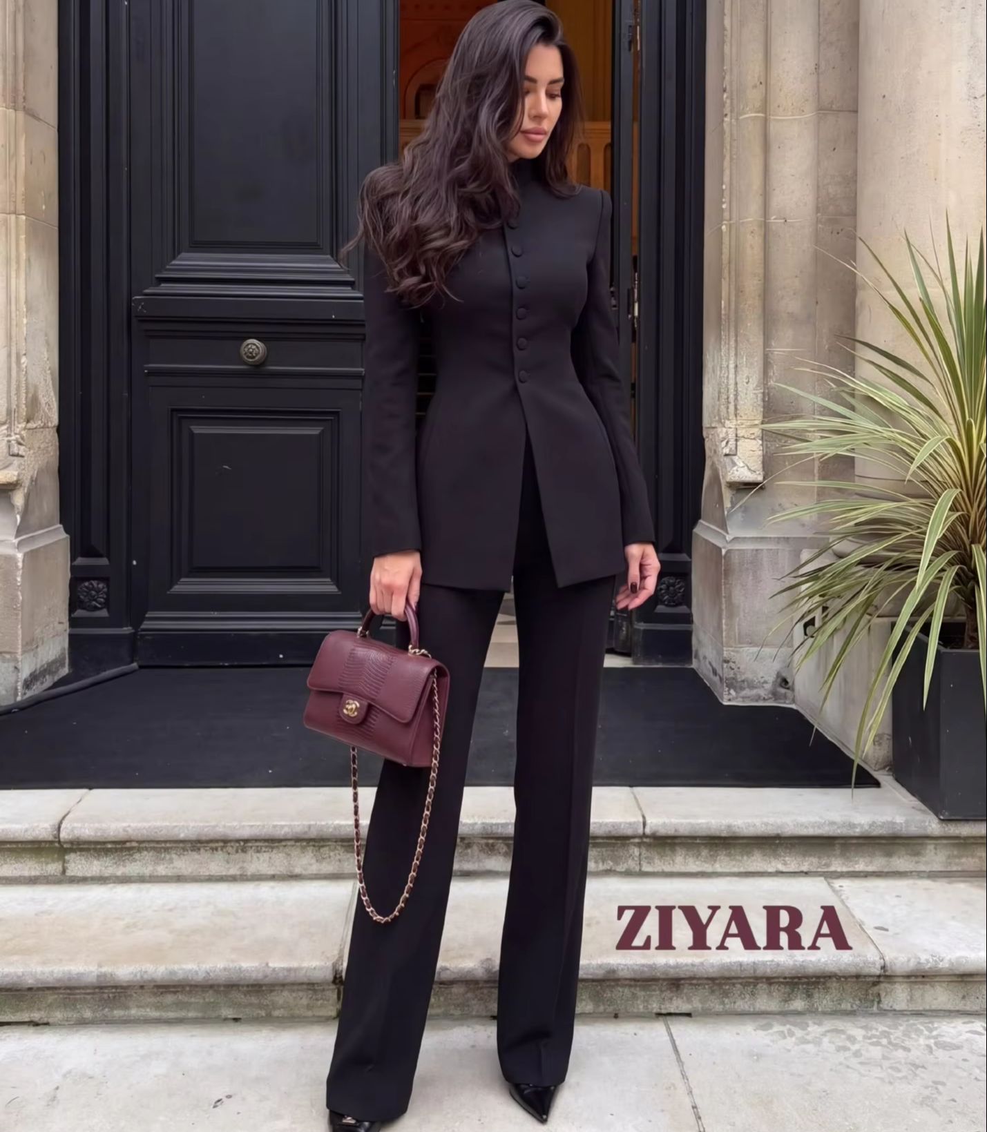 Women 2 Piece Suit Mandarin Co - Womens Blazer recension och pris